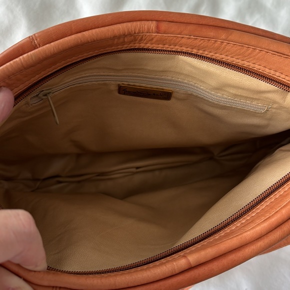 Vintage Gloria Vanderbilt Tan Slouch Shoulder Crossbody Bag Scarf Boho Western - Picture 7 of 17